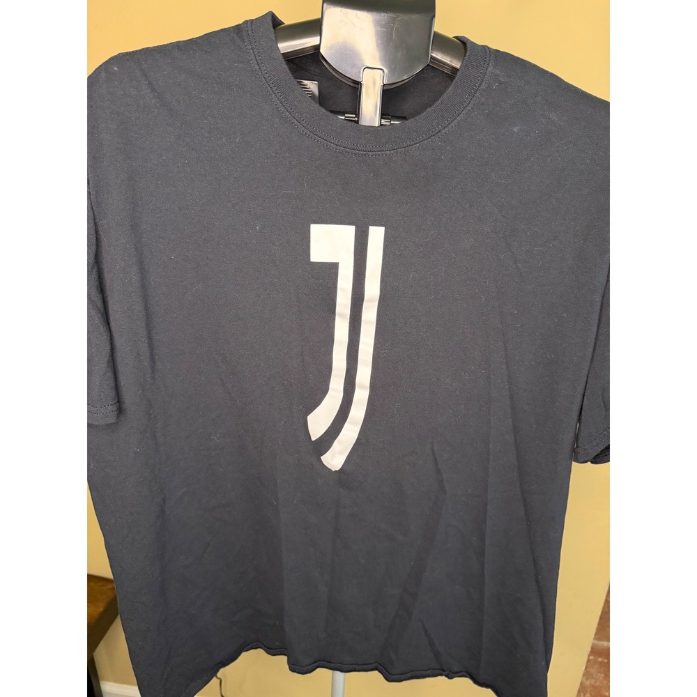 Juventus FC Juve Soccer Graphic T-Shirt Black White Logo Mens XL